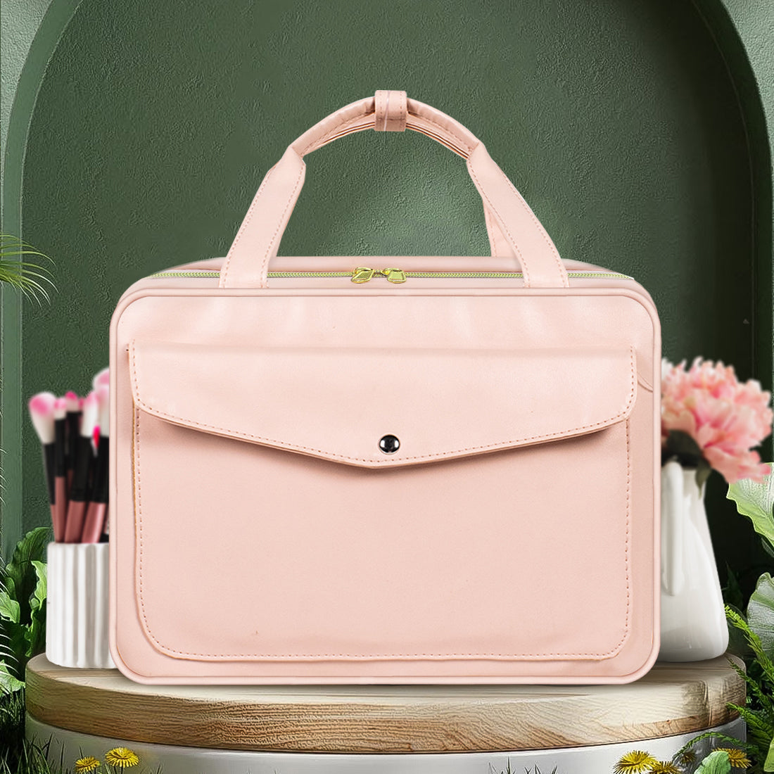 Waterproof PU Leather Hanging Toiletry & Makeup Organizer for Women