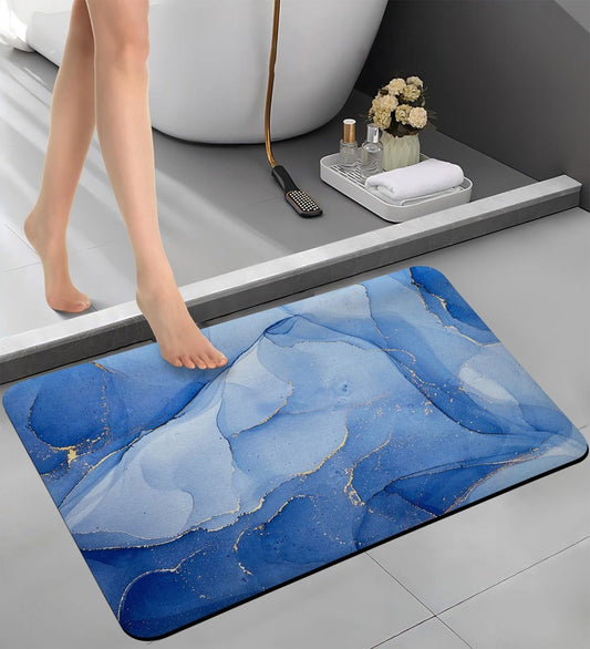 Bath Mat 3.5mm Anti-Skid Water Soaking Bathroom Print Door, Floor Mat (Marble print)