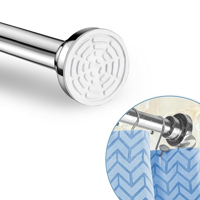 Extendable Shower Curtain Tension Rod Non-Drilling Anti-Skid Spring Pull Rod -Silver (125Cm To 220Cm)