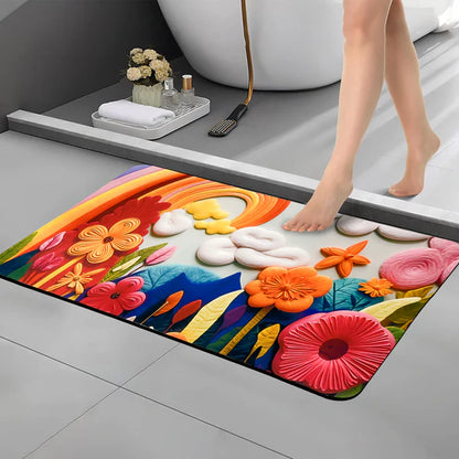 3D Anti-Skid Water-Soaking Mat: Perfect for Your Home (Yellow flower)