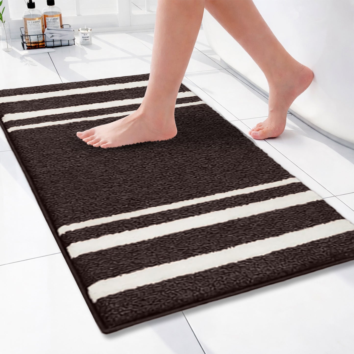 Super Soft Microfiber Bath Mat | Ultra Absorbent & Quick Dry | Anti-Slip Backing | Machine Washable Bathroom Floor Mat