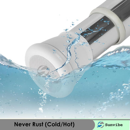 Extendable Shower Curtain Tension Rod – Non-Drilling, Anti-Skid Spring Pull Rod White-Silver