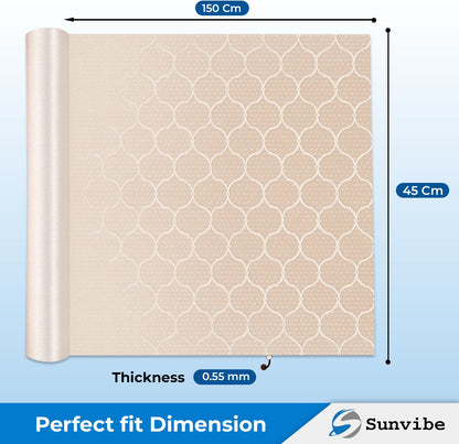 SUNVIBE Printed Shelf Liner – Anti-Slip Mat for Kitchen, Drawers & Fridge (White-Net)